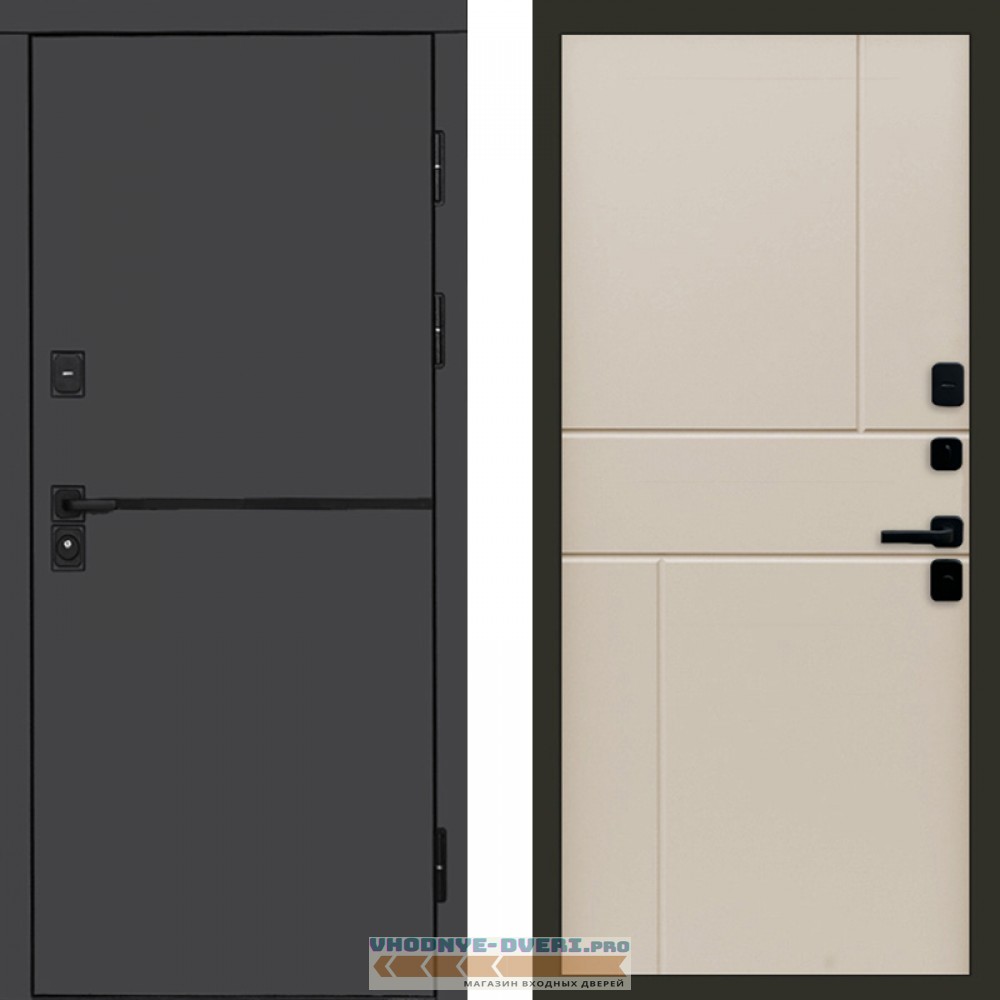 Дверь Termo Door Тренд Графит Горизонт Слоновая кость
